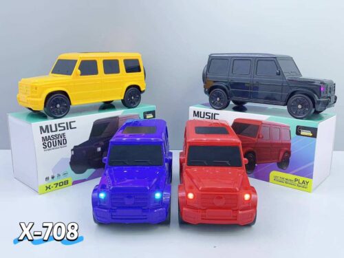 Car Model BT Speaker X-708 Subwoofer Wireless Loud Sound Supported BT TF FM USB TWS Speaker Children's Toy Car Model Speaker
